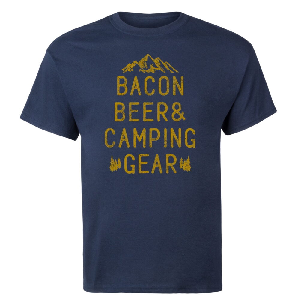 Country Casuals Bacon Beer And Camping Gear Men s Short Sleeve Graphic T Shirt 3965229c 8ab3 4fcc 8bce 41a512f01a8b.8de8b4eadd5b031144a3c82b64e67afc - Camping Gifts Shop