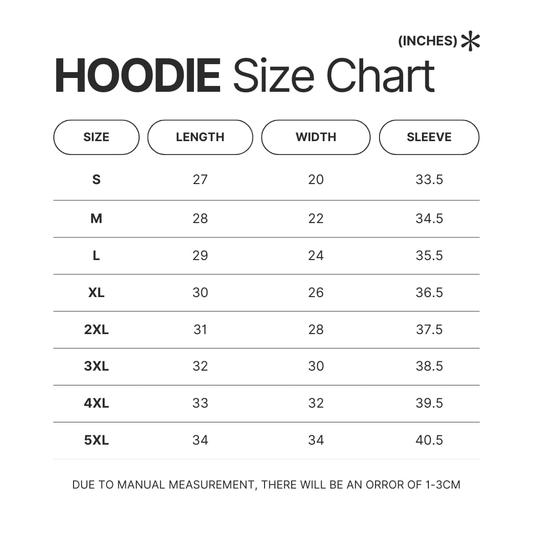 Hoodie Size Chart 1 - Camping Gifts Shop