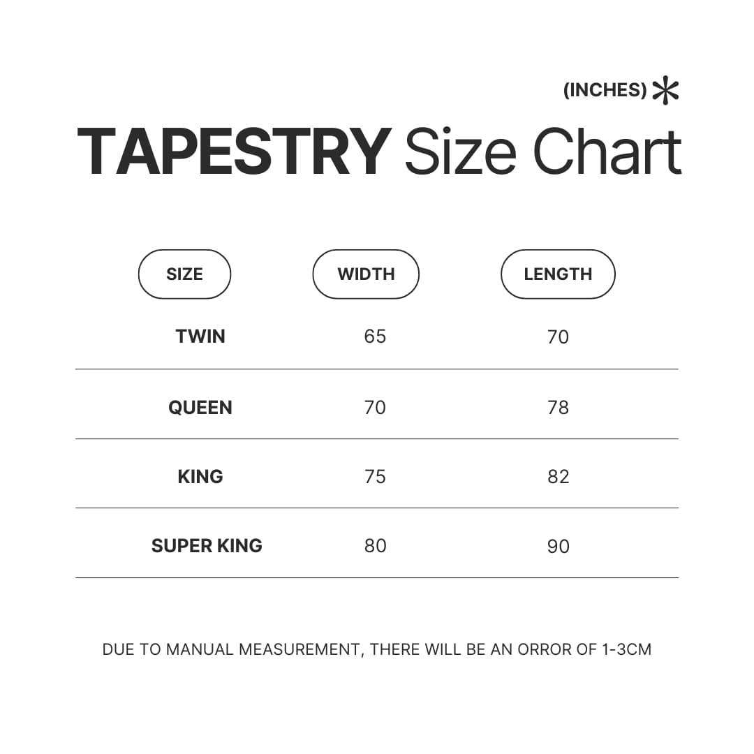 Tapestry Size Chart 1 - Camping Gifts Shop