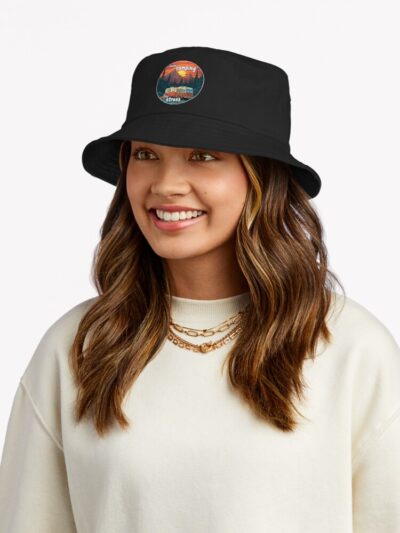 More Camping Less Stress - Camping Hiking Sunset Mountains Bucket Hat Official Camping Merch