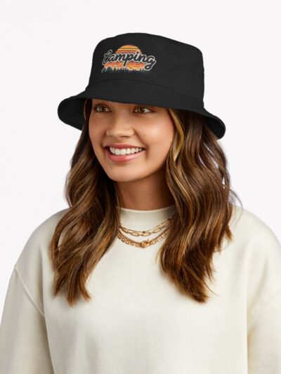 Retro Sunset Camping Bucket Hat Official Camping Merch