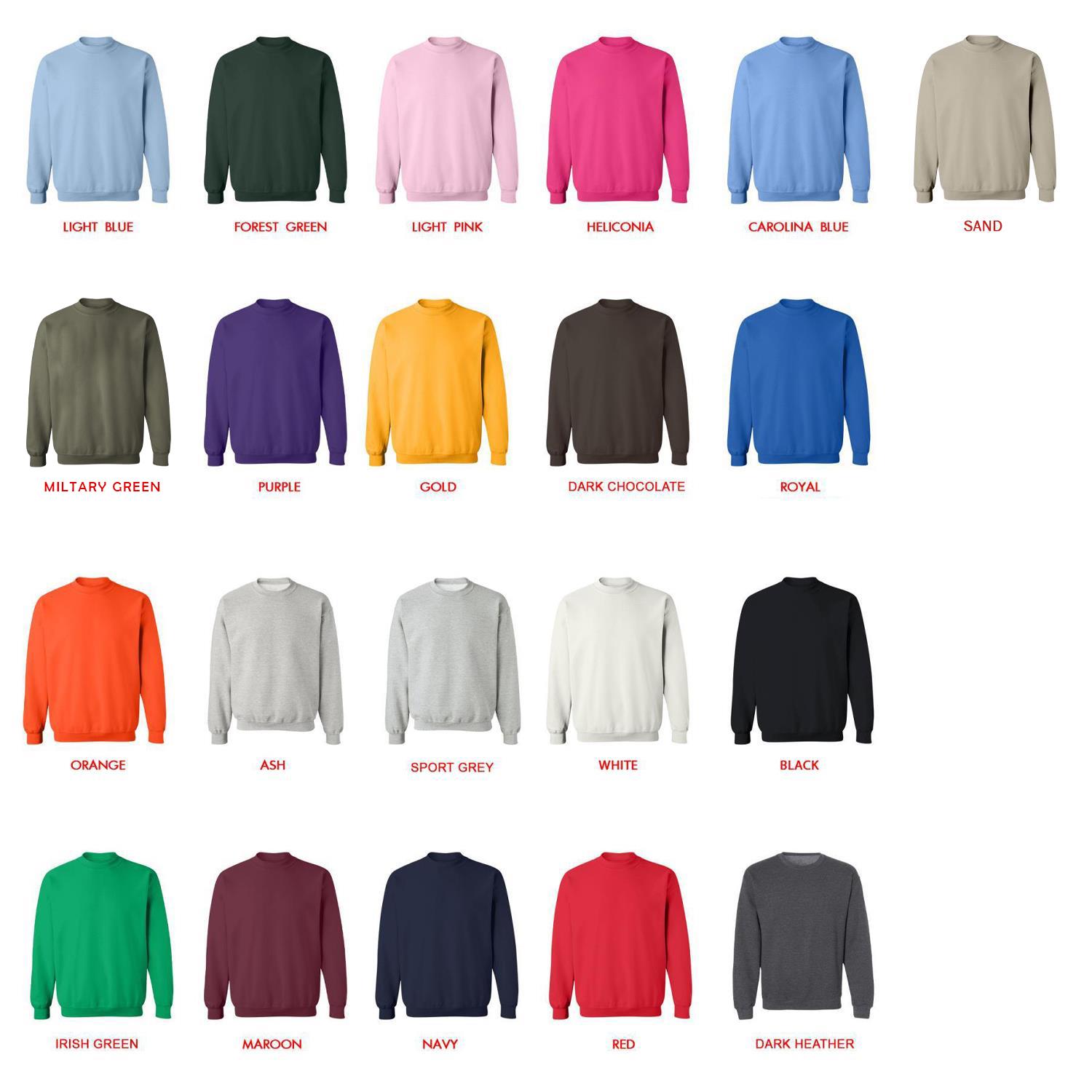 sweatshirt color chart - Camping Gifts Shop