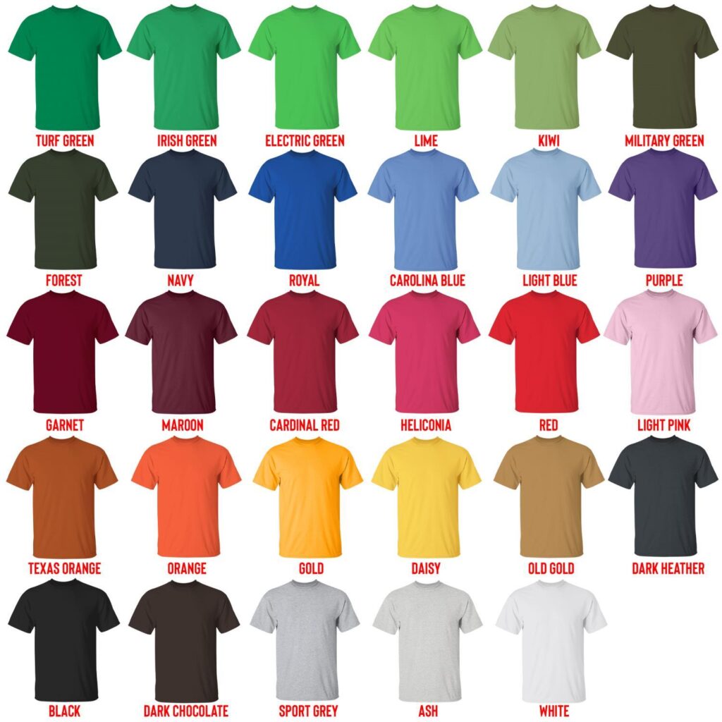 t shirt color chart - Camping Gifts Shop