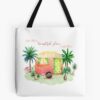 Watercolour Retro Vintage Camper Caravan Flamingo Scene Tote Bag Official Camping Merch