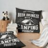 Beer Drinker Camping Throw Pillow Official Camping Merch