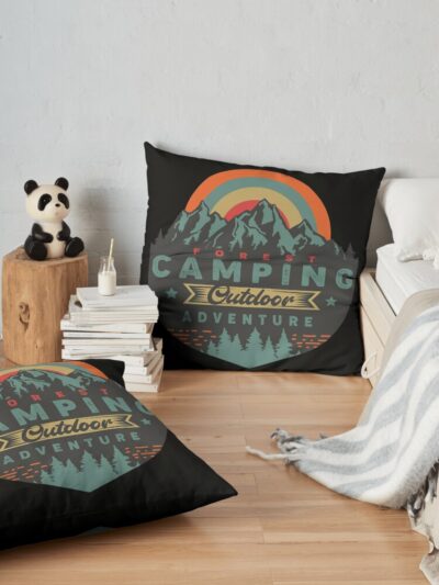 Forest Camping Outdoor Adventure Throw Pillow Official Camping Merch