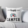 Happy Camper Throw Pillow Official Camping Merch