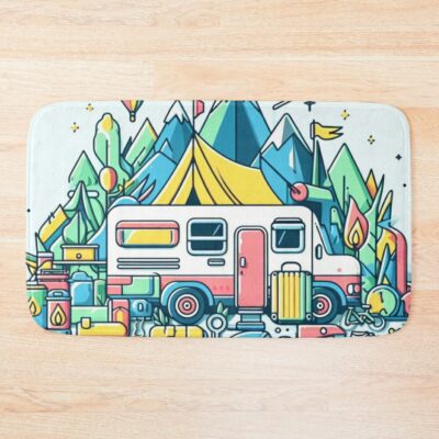 Travel By Camping Car Bath Mat Official Camping Merch