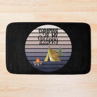 Camping Is My Happy Place Bath Mat Official Camping Merch