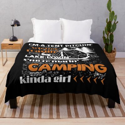 Camping - I'M A Camping Kinda Girl Throw Blanket Official Camping Merch