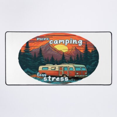 More Camping Less Stress - Camping Hiking Sunset Mountains Mouse Pad Official Camping Merch