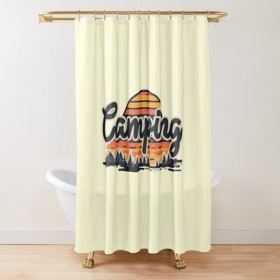 Retro Sunset Camping Shower Curtain Official Camping Merch