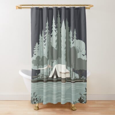 Forest Camping Shower Curtain Official Camping Merch