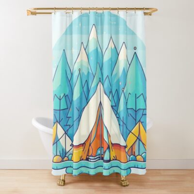 Camping In The Mountains. Shower Curtain Official Camping Merch