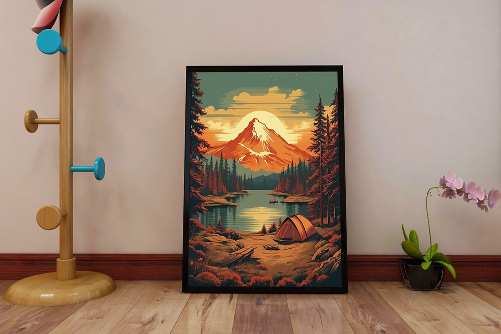 Tent Camping Retro Travel Vintage Camping Wall Art