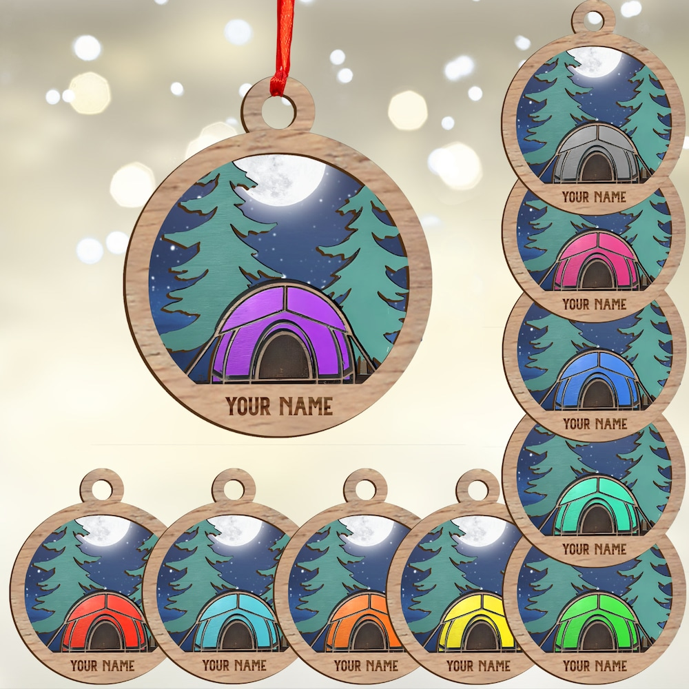 Custom Tent Camping Backpacked Ornament 2D Suncatcher